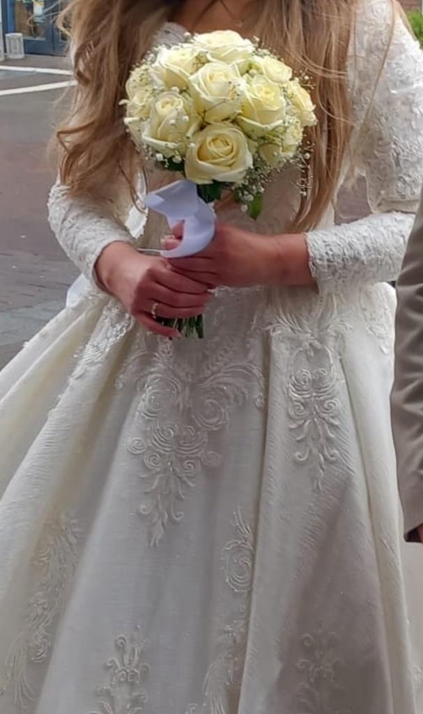 Trouwjurk, Ophalen, Gedragen, Beige, Trouwjurk