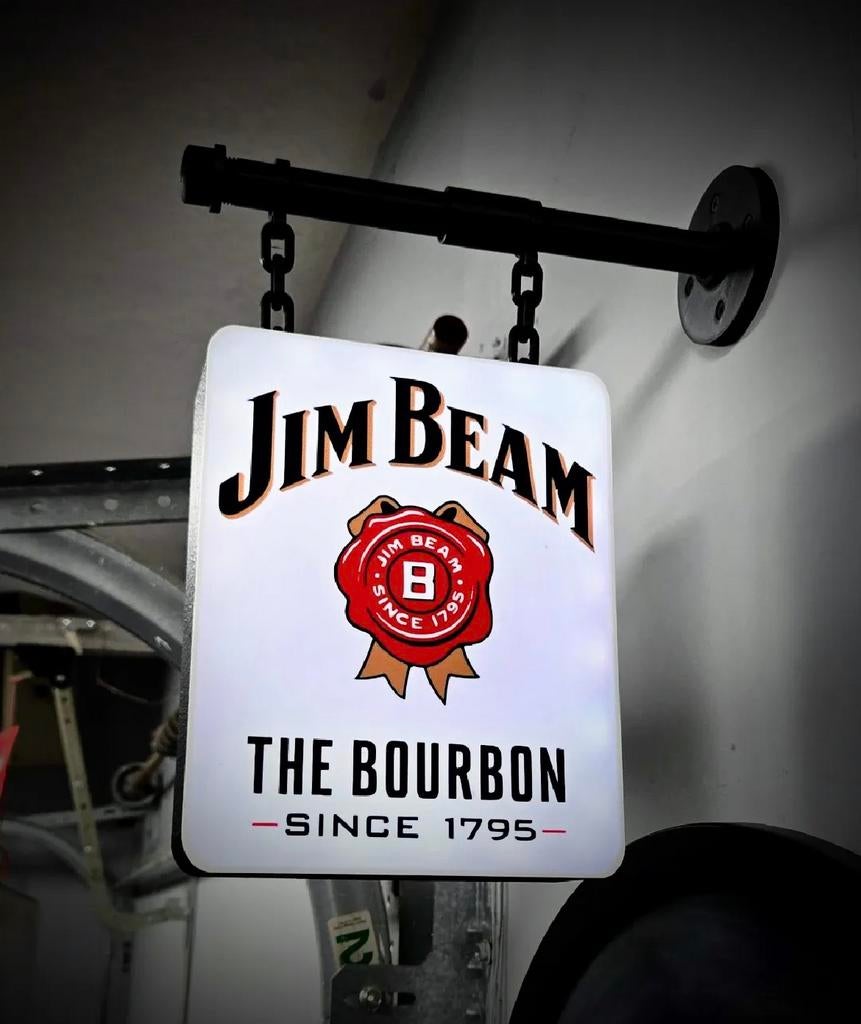 Jim Beam reclame lichtbord inclusief muurbeugels, Ophalen of Verzenden, Zo goed als nieuw, Lichtbak of (neon) lamp