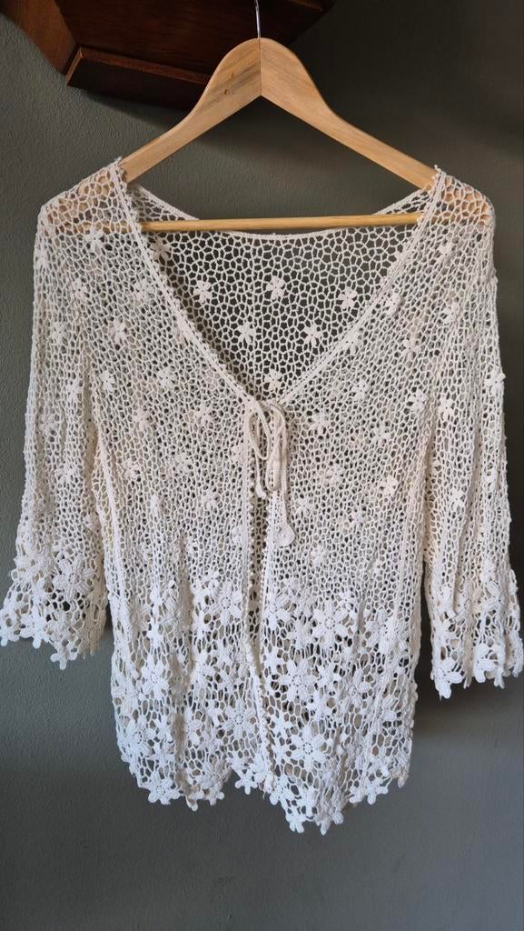 Leuk gehaakt vestje mt L bloemen zgan, Kleding | Dames, Truien en Vesten, Overige kleuren, Maat 42/44 (L), Ophalen of Verzenden