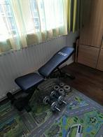 Zeuz Workout Bench met 2x 35 kg Dumbbells, Ophalen of Verzenden, Gebruikt, Armen, Fitnessbank