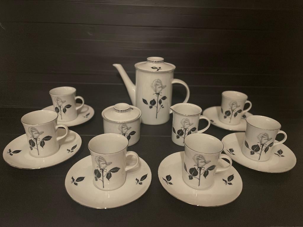 Vintage/brocante Spenzo rose noir koffie/thee servies, Ophalen of Verzenden