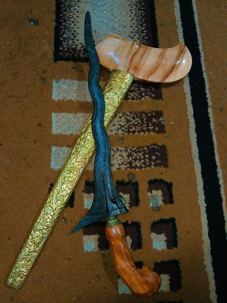 Antieke Keris Balebang 7 Luk Pamor Naga Rangsang Solo SVD42, Antiek en Kunst, Verzenden