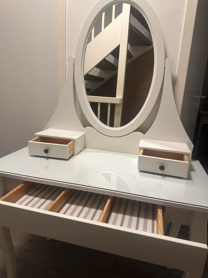 HEMNES Toilettafel met spiegel, wit, 100x50 cm, Huis en Inrichting, Tafels | Kaptafels, Zo goed als nieuw, 100 tot 150 cm, 50 tot 100 cm