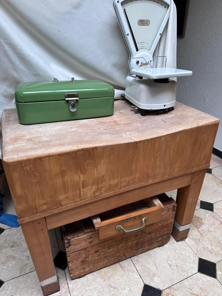 Robuuste hakblok uit slagerij - 100x60x89 cm, Ophalen of Verzenden