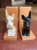 Twee vintage boekensteunen met black & white hondjes, Ophalen of Verzenden