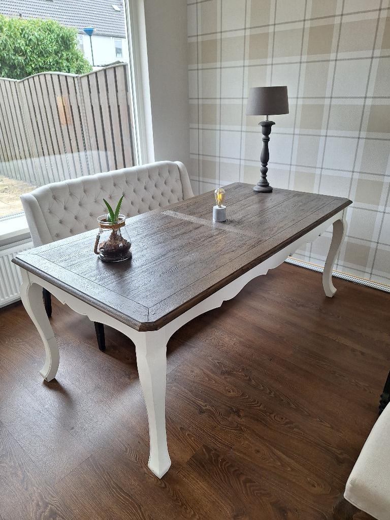 prachtige landelijke eettafel Den Bongerd landelijke stijl, Ophalen, Teakhout, 200 cm of meer, 50 tot 100 cm