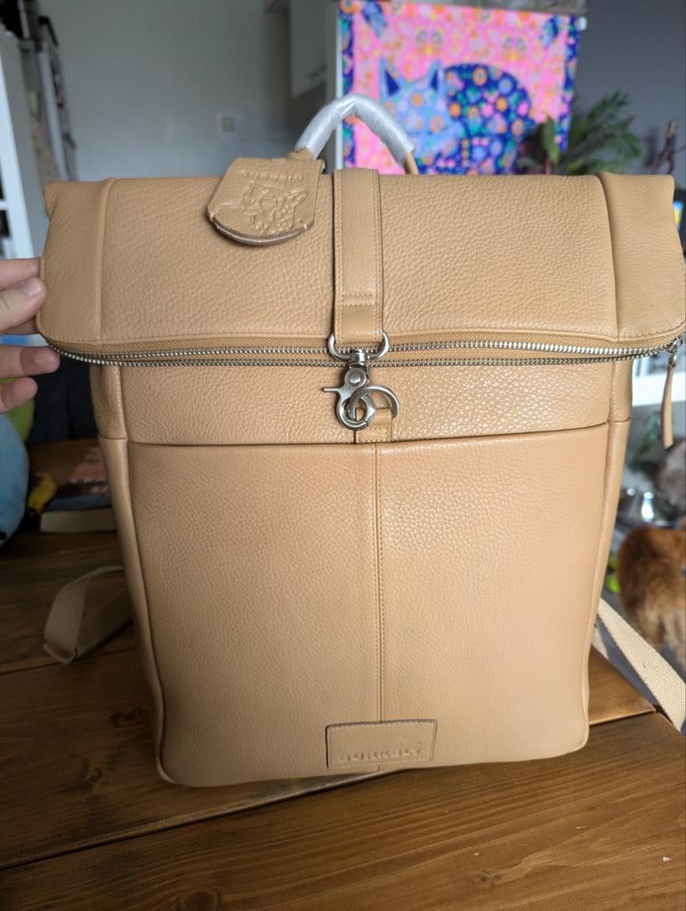 Burkely Soft Skylar Rolltop Backpack 14" Natural Nude, Ophalen of Verzenden, Nieuw, Bruin, Shopper
