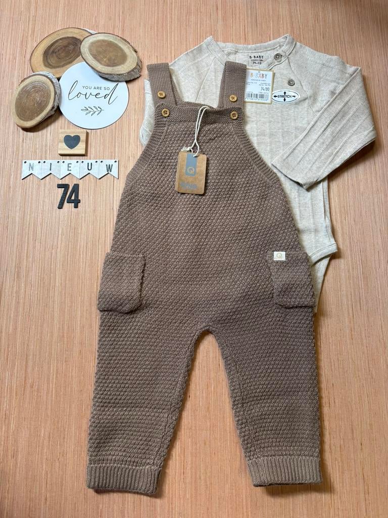Baby unisex setje wibra romper tuinbroek flinq maat 74/80, Ophalen of Verzenden, Nieuw, Jongetje of Meisje, Setje