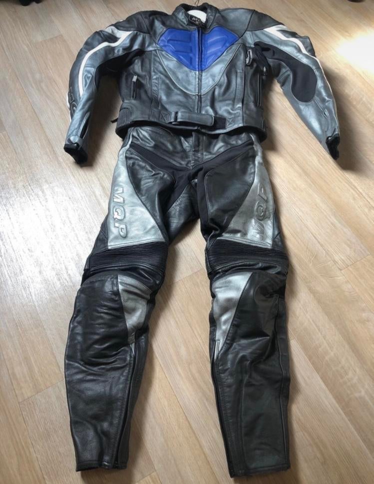 MQP Motorpak Leer Zwart/Grijs/Blauw, Motoren, Kleding | Motorkleding, Ophalen of Verzenden, Tweedehands, Heren, Combipak