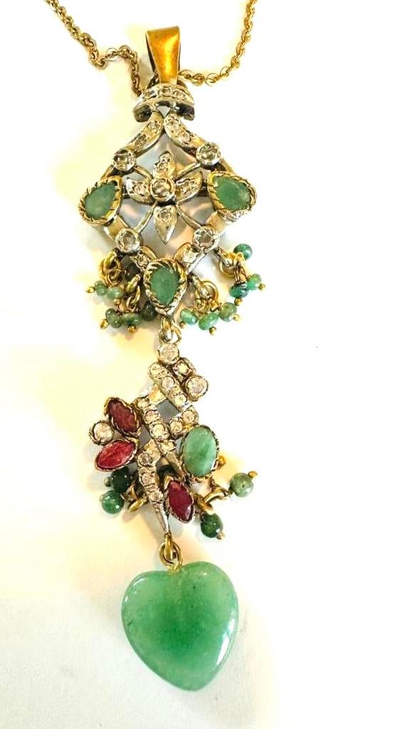 Vintage Goldplate ketting met edelsteen hanger, Gebruikt, Ophalen of Verzenden, Steen of Mineraal, Met edelsteen