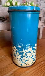 Hooimeijer beschuitblik - Blauw met bloemmotief, Ophalen of Verzenden, Gebruikt