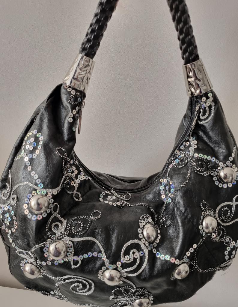 Vintage look handtas, Sieraden, Tassen en Uiterlijk, Tassen | Damestassen, Ophalen of Verzenden, Zo goed als nieuw, Zwart, Handtas