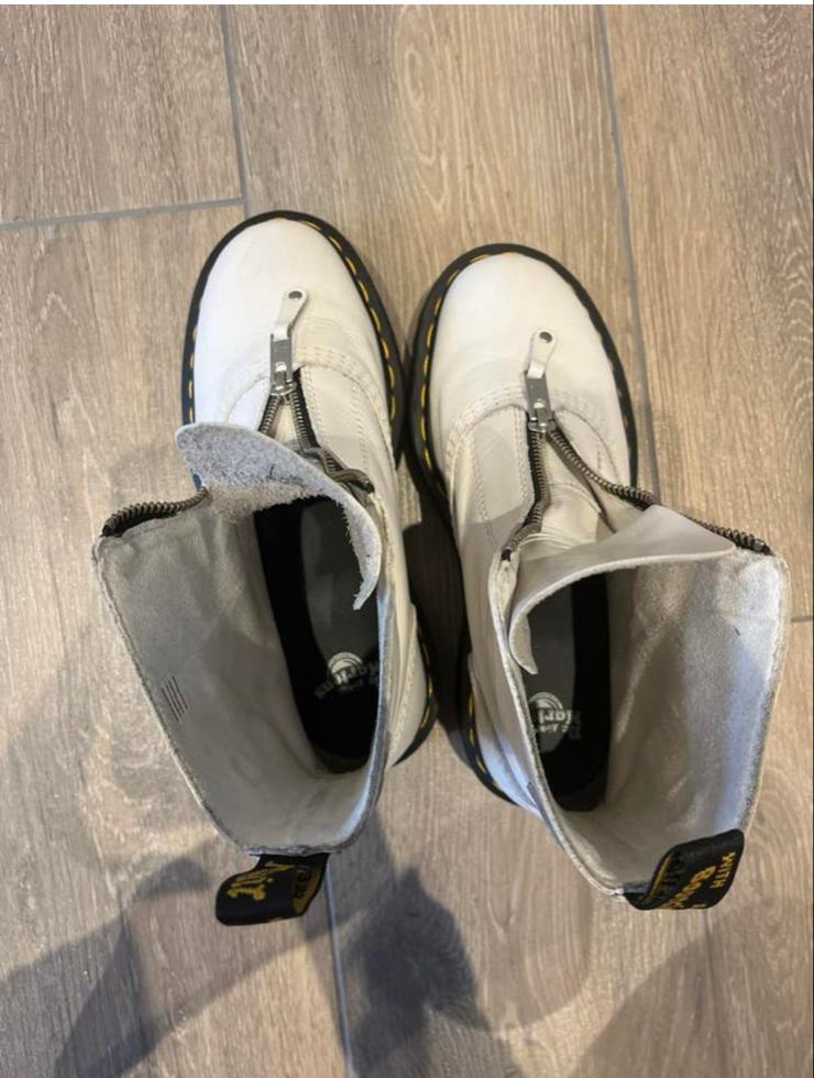 Witte Dr. Martens laarzen met rits, Wit, Lage of Enkellaarzen, Ophalen of Verzenden, Zo goed als nieuw