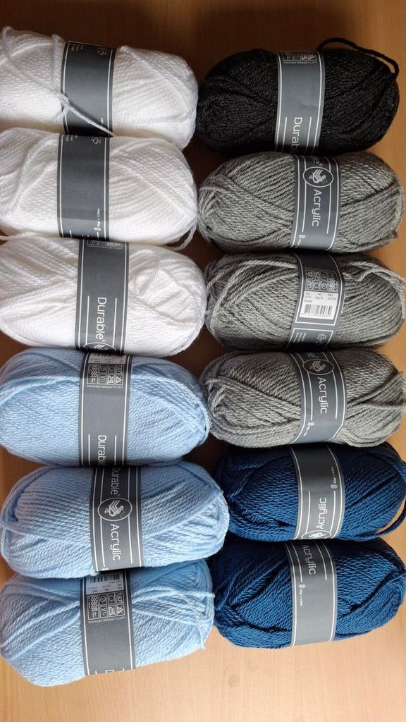 Durable Acrylic blauw grijs wit, Hobby en Vrije tijd, Breien en Haken, Ophalen of Verzenden, Nieuw, Breien of Haken, Wol of Garen