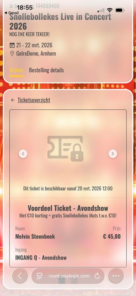 2 tickets laatste concert Snollebollekes, Twee personen, Overige soorten