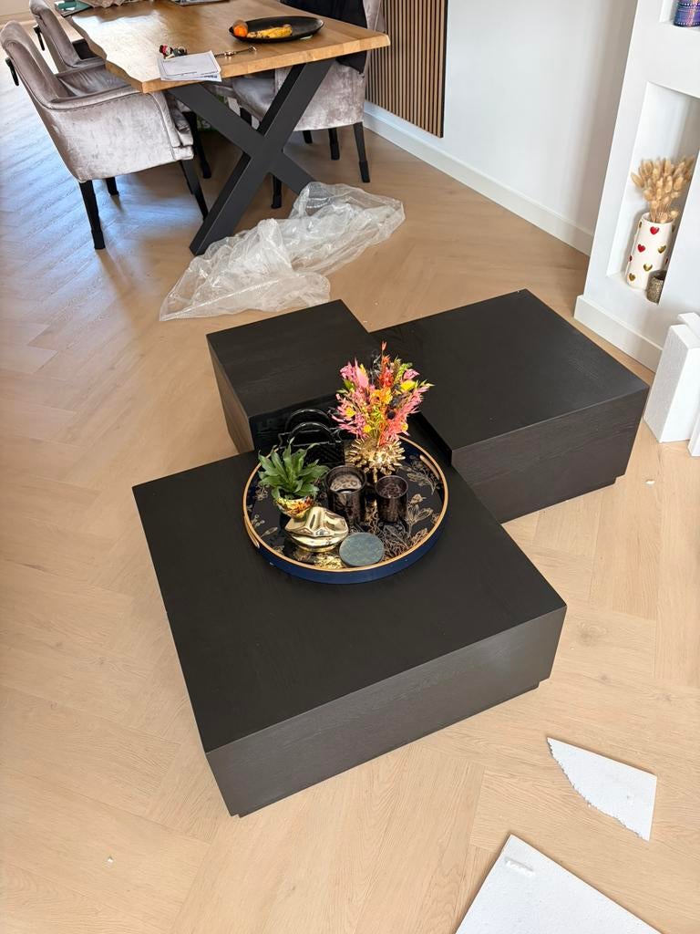 Salon tafel woood Pim, Huis en Inrichting, Tafels | Salontafels, 100 tot 150 cm, Vierkant, Nieuw, Minder dan 50 cm