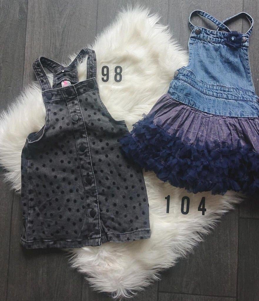 Twee spijker jurkjes grijs blauw maat 98, Kinderen en Baby's, Kinderkleding | Maat 98, Ophalen of Verzenden, Gebruikt, Meisje