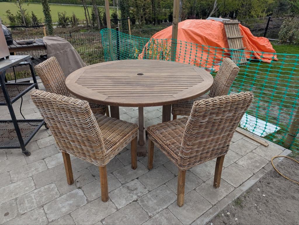 4x rotan stoel buiten, excl tafel, Tuin en Terras, Tuinsets en Loungesets, Ophalen, Gebruikt, Stoel