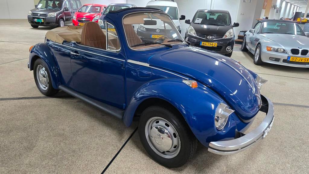 Volkswagen 1303 Apk en Belastingvrij! Cabriodak Zeer nette s, Gebruikt, Blauw, Leder, Handgeschakeld
