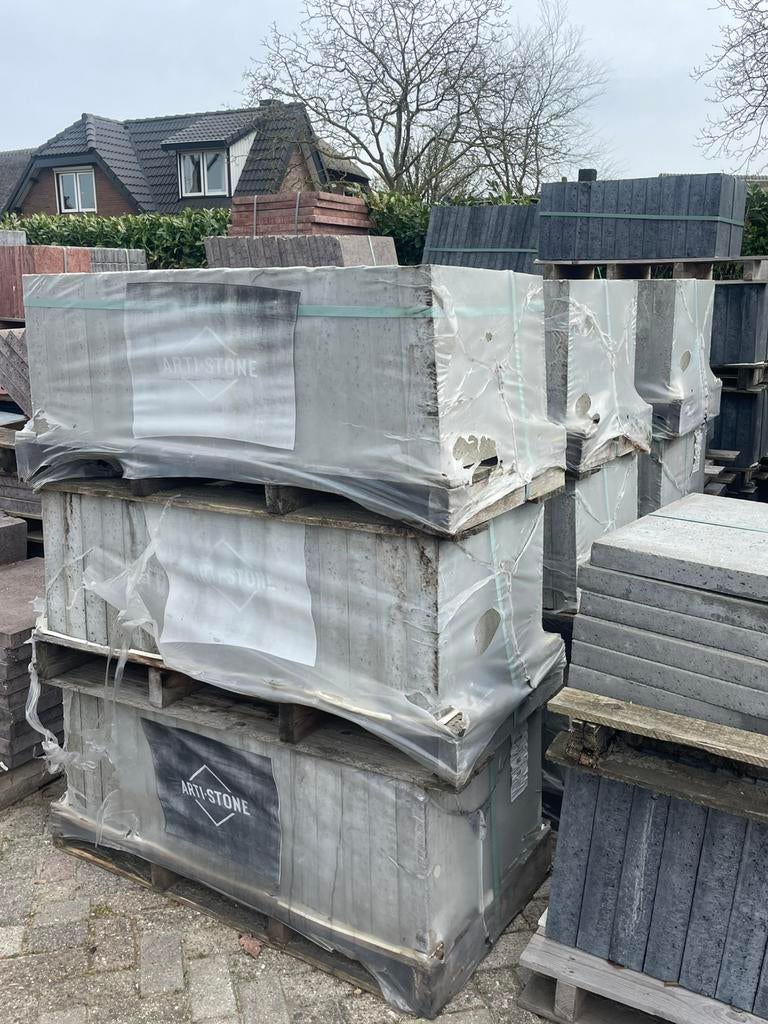 34 m2 Oud Hollandse tegels 60x40x7 cm Grijs RESTPARTIJ, Tuin en Terras, Tegels en Klinkers, Ophalen, Nieuw, Beton, Terrastegels