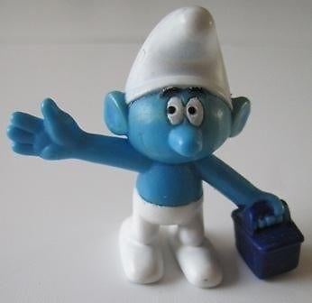 Boodschappen smurf - Peyo 2008, Ophalen of Verzenden, Zo goed als nieuw, Overige Smurfen, Poppetje, Figuurtje of Knuffel
