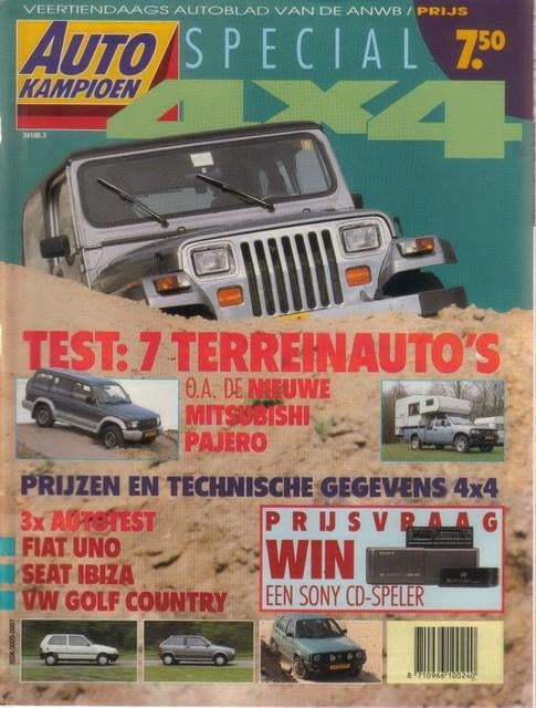 Autokampioen 11 1991: Jeep Wrangler - VW Golf Country - Fiat, Ophalen of Verzenden, Gelezen, Algemeen