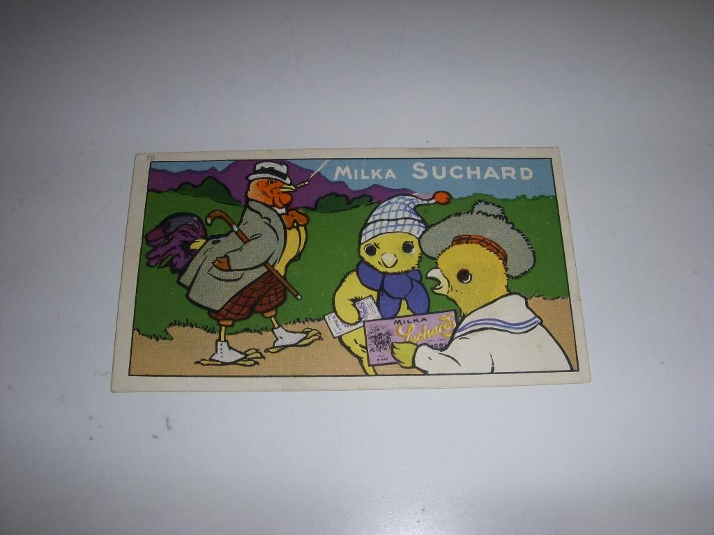 Mooi oud reclamekaartje Milka Suchard Chocolade 1910-1920, Ophalen of Verzenden, Gebruikt, Gebruiksvoorwerp