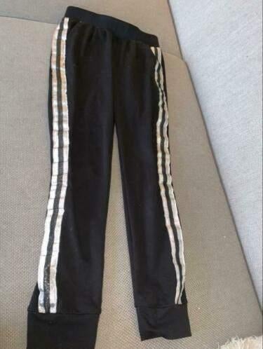 Zwarte broek pants zwart 128 zilver, Kinderen en Baby's, Kinderkleding | Maat 128, Verzenden, Zo goed als nieuw, Meisje, Broek