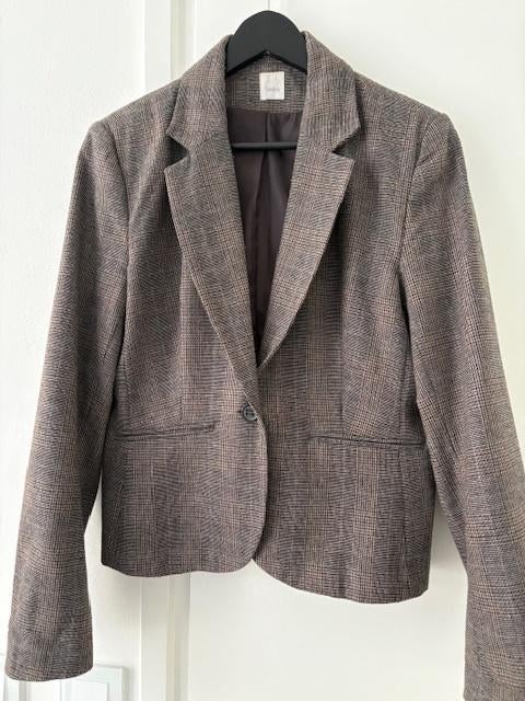 Als nieuw; geruit colbertjasje, maat L, Bruin, Maat 42/44 (L), Ophalen of Verzenden, Zo goed als nieuw