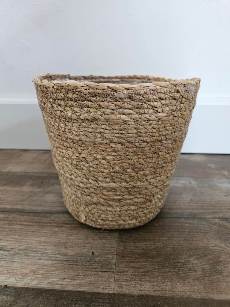 Plantenmand gevlochten zeegras D19H17,5, Ophalen, Rond, Binnen, Zo goed als nieuw