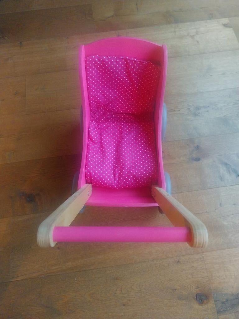 Houten speelgoed kinderwagen roze, Ophalen of Verzenden, Gebruikt, Jongen of Meisje