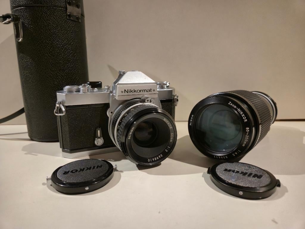 Nikkormat FT2 spiegelreflex met Nikkor 50mm en 80-200mm, Ophalen, Gebruikt, Spiegelreflex, Nikon