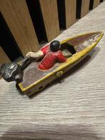 Vintage hubley altes ironcast motor Boot  met Figuur, Antiek en Kunst, Antiek | Speelgoed, Verzenden