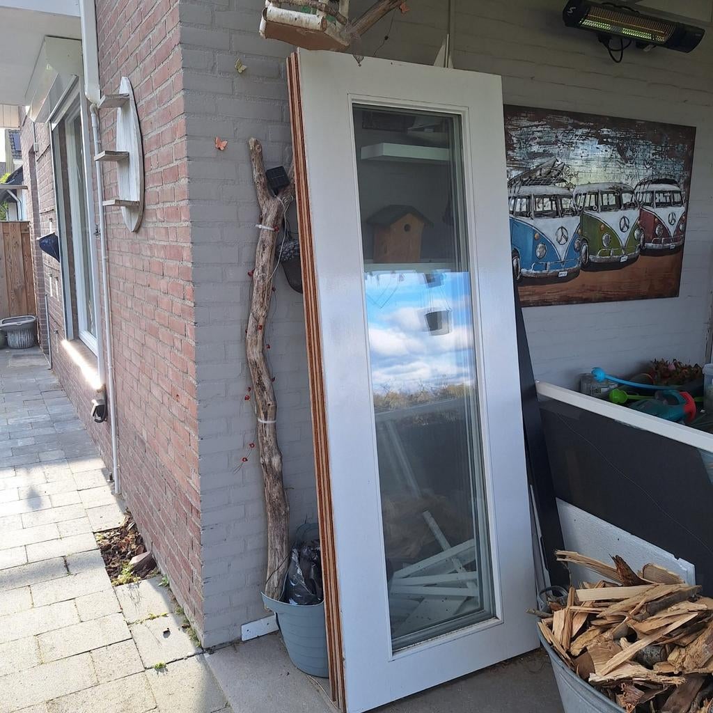 Dubbele hardhouten tuindeuren ral 9016 met veiligheidsglas, Doe-het-zelf en Verbouw, Deuren en Horren, Ophalen