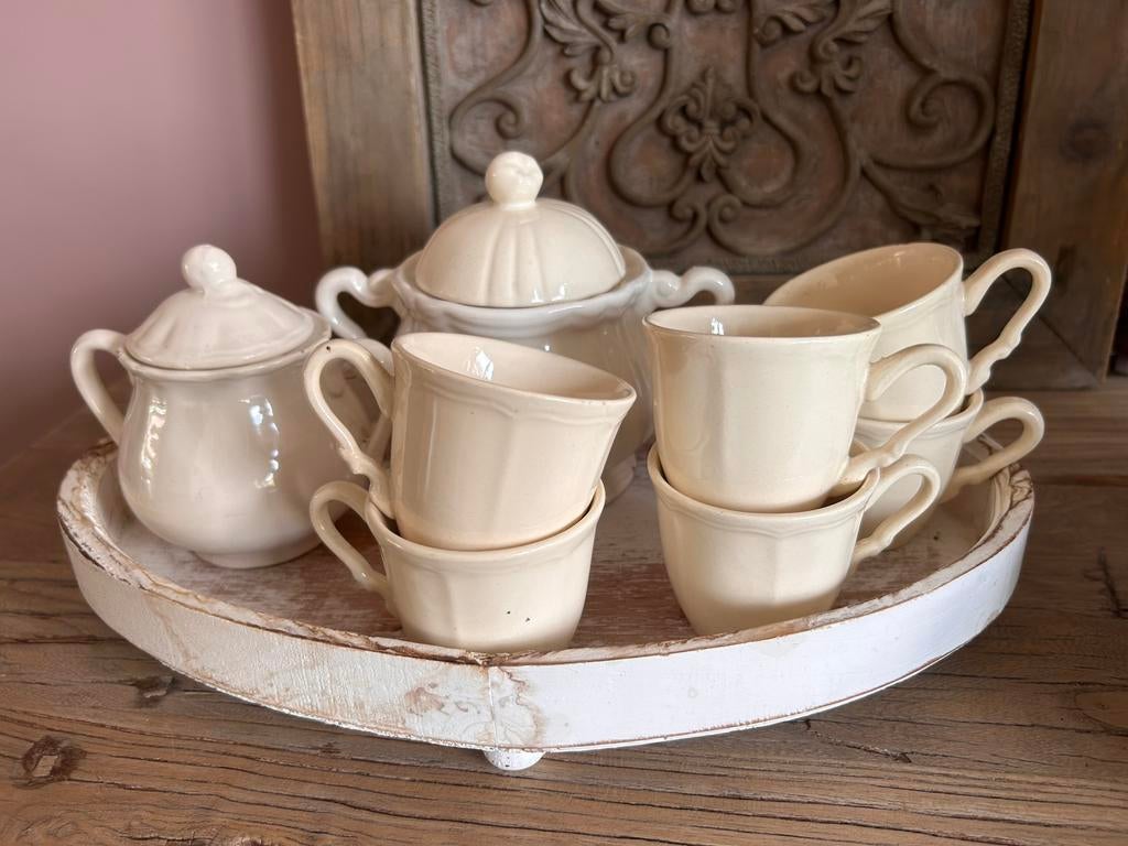 Ovaal dienblaadje met oud seviesgoed, Ophalen of Verzenden