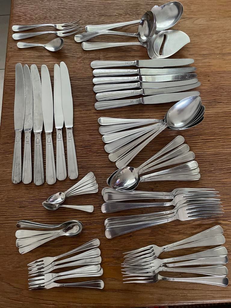 60-delige Sola bestekcassette uit de jaren 50, Antiek en Kunst, Antiek | Bestek, Ophalen