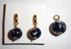 Oorringen set Huggie Hoops 925 Goud Verguld Globe Wereldbol, Nieuw, Ophalen of Verzenden, Met edelsteen, Knopjes of Stekers