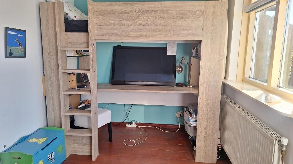 Twist Hoogslaper met bureau 90 x 200, Huis en Inrichting, Slaapkamer | Stapelbedden en Hoogslapers, Ophalen, Eenpersoons, Zo goed als nieuw