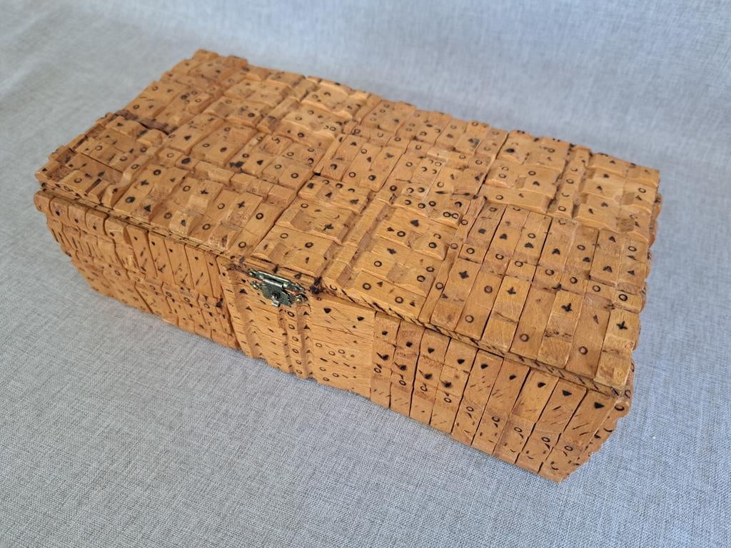 Vintage Houten Doos van Wasknijpers - Origineel Ontwerp, Antiek en Kunst, Ophalen of Verzenden