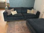 3-Zitsbank Sofa Company met hocker, blauwe ribstof, Ophalen, Gebruikt, Driepersoons, 75 tot 100 cm