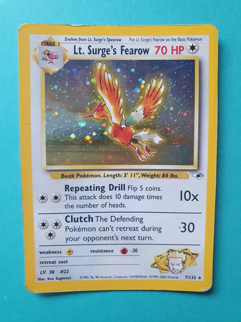 Lt. Surge"s Fearow 7/132 holo pokemon kaart, Hobby en Vrije tijd, Verzamelkaartspellen | Pokémon, Ophalen of Verzenden, Gebruikt