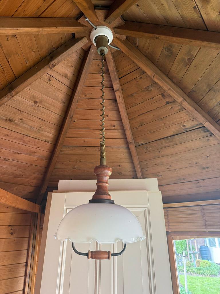 Retro (Keuken) hanglamp, Huis en Inrichting, Lampen | Hanglampen, Ophalen of Verzenden, Hout, Minder dan 50 cm