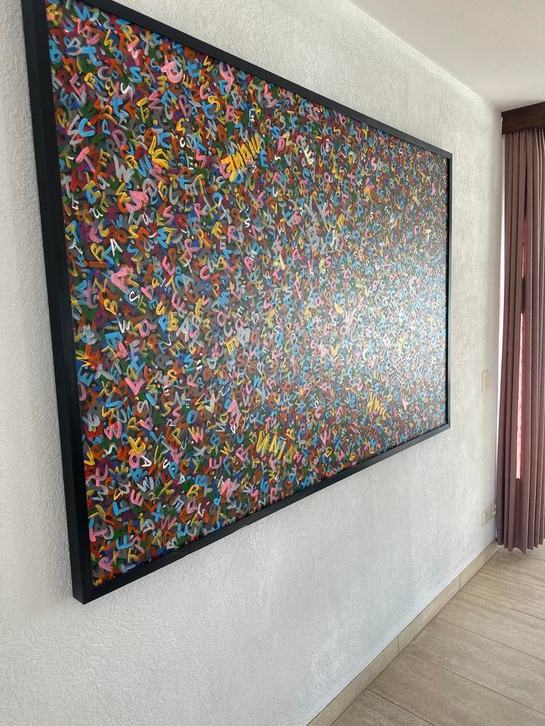 Handgeschilderd Olieverf Schilderij - Kleurrijke Eyecatcher, Ophalen of Verzenden