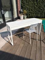 Wit bureau met twee lades en bureaustoel, Huis en Inrichting, Bureaus, Ophalen of Verzenden, Zo goed als nieuw, Bureau