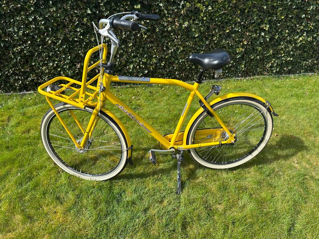 Gele gazelle fiets met voordrager, Fietsen en Brommers, Fietsen | Dames | Damesfietsen, Ophalen, Gebruikt, 56 cm of meer, Gazelle