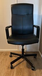Bureaustoel IKEA Millberget zwart leer en Paragraf wieltjes, Ophalen, Gebruikt, Zwart, Bureaustoel