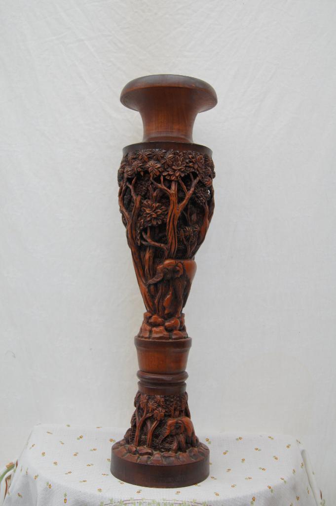 Houten vaas / Kandelaar, Antiek en Kunst, Ophalen of Verzenden, Hout, Houtsnijwerk