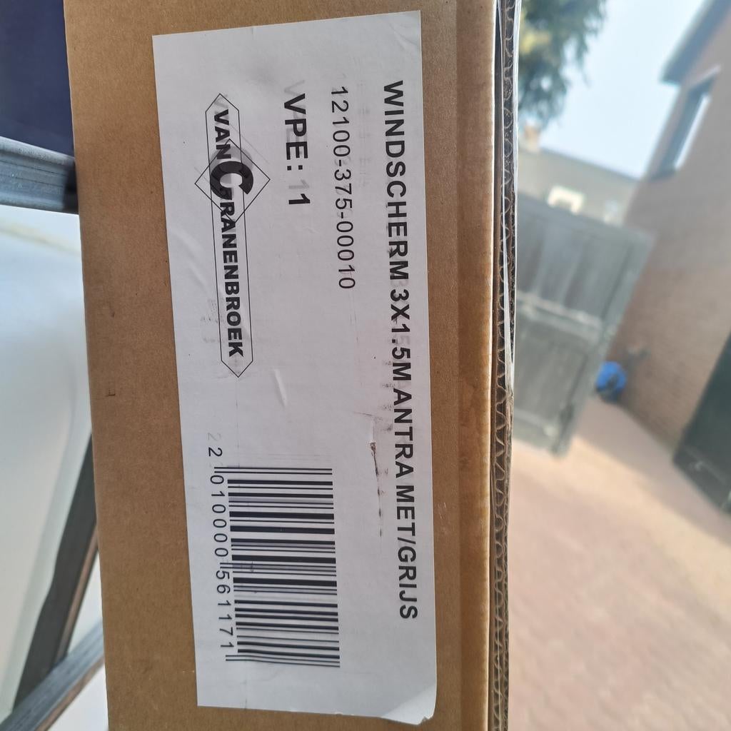 Groot zonnescherm/windscherm 1.5mx3m antraciet/grijs, Ophalen, Gebruikt, Knikarmscherm