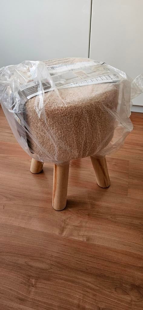 Livarno kruk zalmroze teddy, Huis en Inrichting, Ophalen, Nieuw, Hout