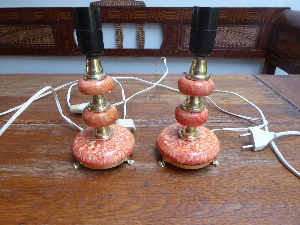 2 vintage onyx lampjes